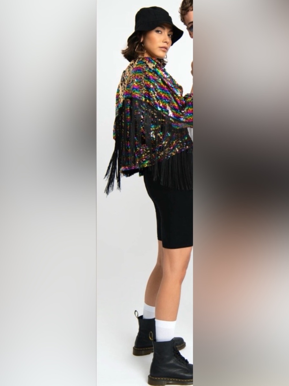 Urban Thread bohemian jacket no closure multicolored sequin and fringe NWT. M